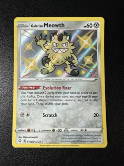 Galarian Meowth SV086/SV122 Shining Fates Rare Shiny Vault Holo Pokemon Card - Image 1