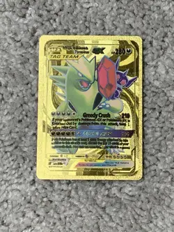 Pokemon Mega Sableye&Tyranitar GX HP280 Tag Team Greedy Gold Foil Fan Art Card - Image 1