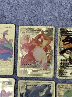 Set of 15 Pokemon Charizard,Mew,Greninja,Darkra&More Gold Foil Fan Art Cards NM! - Image 3