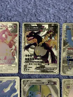 Set of 15 Pokemon Charizard,Mew,Greninja,Darkra&More Gold Foil Fan Art Cards NM! - Image 4