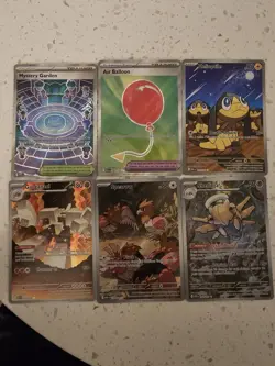 Pokemon Mega Evolution Cards (6) Full Art Trainer And Pokemon - Image 1