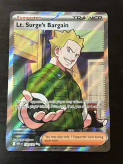 Pokemon Card Lt. Surge's Bargain 170/132 Mega Evolution Ultra Rare Full Art NM - Image 1