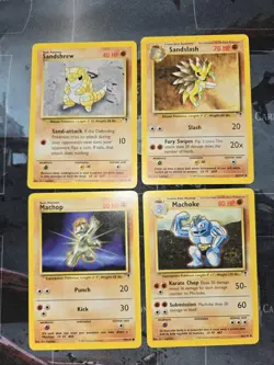Legendary Collection 4 Card Lot Sandshrew, Sandslash, Machop, Machoke Fighting - Image 1