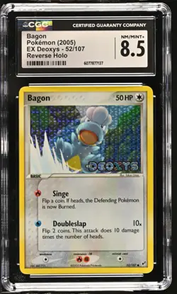 CGC 8.5 Bagon 2005 EX Deoxys 52/107 Reverse Holo STAMPED Pokemon Card - Image 1