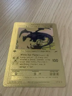 Shining Charizard 107/105 Neo Destiny Holo Gold Foil NM Fan Art Pokemon Card - Image 1