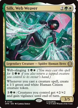 FOIL SILK, WEB WEAVER mtg NM Marvel's Spider-Man 1 Rare - Image 1