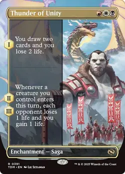 FOIL Borderless THUNDER OF UNITY mtg NM-M Tarkir Dragonstorm 1 Rare - Image 1