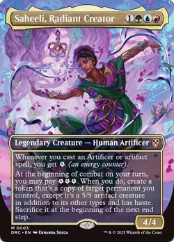 FOIL Borderless SAHEELI, RADIANT CREATOR mtg NM-M Commander Aetherdrift Mythic - Image 1
