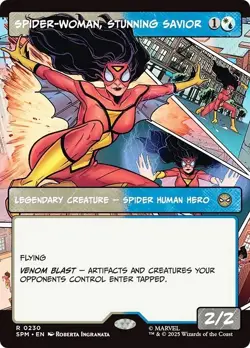 FOIL Borderless SPIDER-WOMAN, STUNNING SAVIOR mtg NM Spider-Man 1 Rare PANEL - Image 1