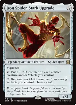 FOIL IRON SPIDER, STARK UPGRADE mtg NM Marvel's Spider-Man 1 Rare - Image 1