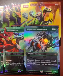 FOIL 17 Borderless Dinosaur Lost Caverns Trumpeting Carnosaur Hulking Raptor - Image 3