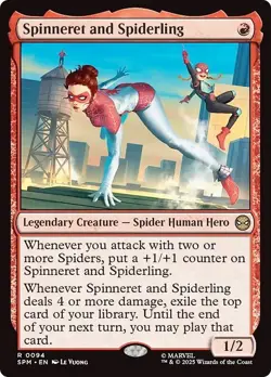 FOIL SPINNERET AND SPIDERLING mtg NM Marvel's Spider-Man 1 Rare - Image 1