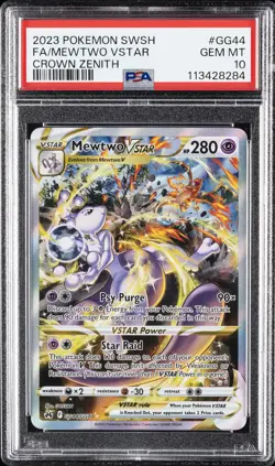2023 POKEMON SWORD & SHIELD CROWN ZENITH #GG44 FULL ART/MEWTWO VSTAR PSA 10 - Image 1