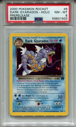 Pokemon Team Rocket Prerelease #8 Dark Gyarados Holo PSA 8 - Image 1