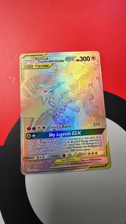 Moltres Zapdos & Articuno GX 69/68 - Hidden Fates Tag Team Rainbow Pokemon NM - Image 1