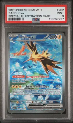 Pokemon PSA 9 Zapdos Ex #202 151 Special Illustration Rare 2023 Italiano - Image 2