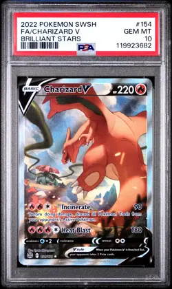 2022 POKEMON SWORD & SHIELD BRILLIANT STARS #154 FULL ART/CHARIZARD V PSA 10 - Image 1