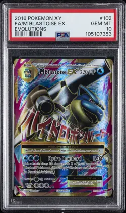 2016 POKEMON XY EVOLUTIONS #102 FULL ART/M BLASTOISE EX PSA 10 - Image 1