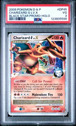 2009 POKEMON DIAMOND & PEARL BLACK STAR PROMO HOLO #DP45 CHARIZARD G LV.X PSA 3 - Image 1