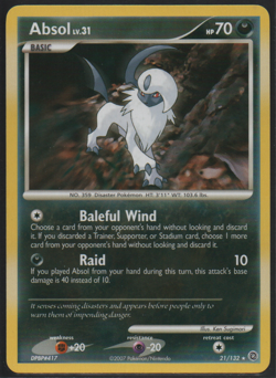 Absol 21/132 Secret Wonders 2007 Rare Lightly Played Pokemon Card TCG - Image 1