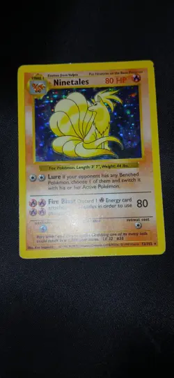 Pokemon Base Set Shadowless Ninetails Mp Vintage Card - Image 1