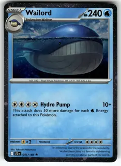 Wailord 041/159 (Cosmos Holo) Journey Together NM Pokemon Card TCG - Image 1
