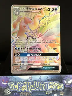 Pokemon Card Alolan Ninetales GX 150/145 Guardians Rising Rainbow Rare NM - Image 1