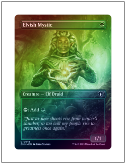 1x Elvish Mystic, Foil Borderless Art, Commander Masters, Magic MTG NM - Image 1