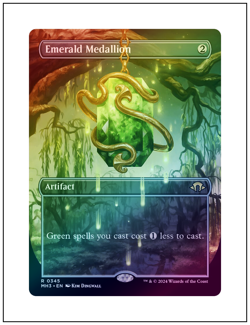 1x Emerald Medallion, Borderless Art Foil, Magic MTG NM - Image 1