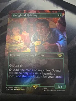 Magic MTG Lord of the Rings Delighted Halfling #402 Foil Scene Prerelease LTR - Image 1