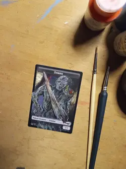 MtG VOW Zombie Token Magic Altered Hand Painted Art Alter Crimson Vow - Image 1