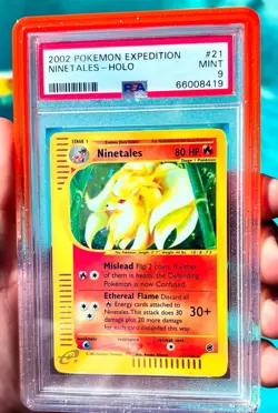 2002 Pokemon Expedition - NINETALES **HOLO BLEED** PSA 9 - 21 🦊🔥GradedGuard!🧃 - Image 1