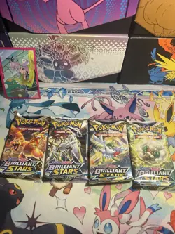 Pokemon Brilliant Stars Booster Packs Complete Art Set (4 Packs) Pokemon - Image 1