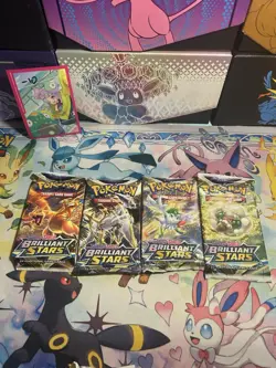 Pokemon Brilliant Stars Booster Packs Complete Art Set (4 Packs) Pokemon - Image 1