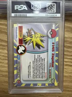 2000 TOPPS POKEMON TV ANIMATION SERIES 3 145 ZAPDOS FOIL PSA 7 - Image 2