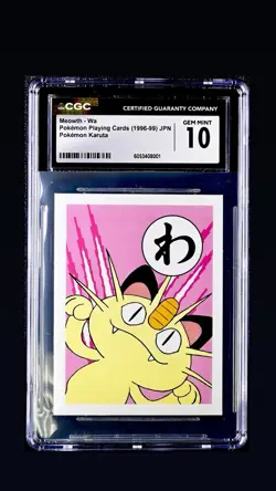 Pokemon Base Set Karuta 1996 Meowth RARE CGC 10 Gem Mint Pop 3 - Image 1