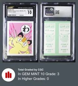 Pokemon Base Set Karuta 1996 Meowth RARE CGC 10 Gem Mint Pop 3 - Image 2