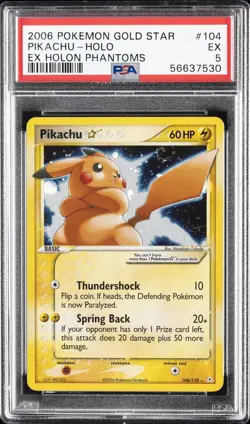 2006 POKEMON EX HOLON PHANTOMS GOLD STAR #104 PIKACHU-HOLO PSA 5 - Image 1