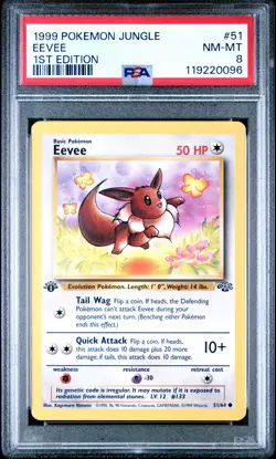 1999 POKEMON JUNGLE 1ST ED #51 EEVEE PSA 8 - Image 1