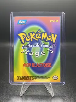 1999 Pokemon Topps #09 Blastoise Blue Logo E9 of 12 Vintage - Image 2