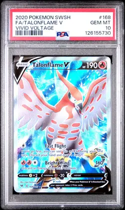 2020 POKEMON SWORD & SHIELD VIVID VOLTAGE #168 FULL ART/TALONFLAME V PSA 10 - Image 1