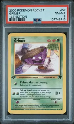 2000 POKEMON ROCKET 1ST ED #57 GRIMER PSA 8 - Image 1