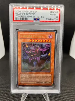 2005 Yu-Gi-Oh! S.D. En001 Vampire Genesis Zombie Madness 1st Edition PSA 8 - Image 1
