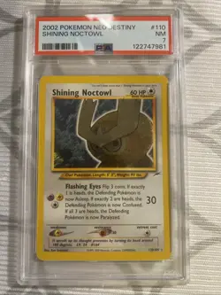 Pokemon Neo Destiny 2002 Shining Noctowl Holo Card #110/105 PSA 7 - Image 1