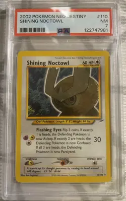 Pokemon Neo Destiny 2002 Shining Noctowl Holo Card #110/105 PSA 7 - Image 2