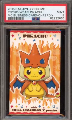 Pokemon Poncho-Wearing Pikachu M Charizard Y Business Card Japanese Promo PSA 9 - Image 1