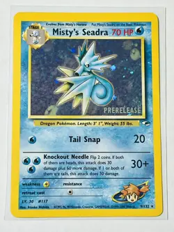 Pokemon Prerelease Mistys Seadra 9/132 Holo Card Near Mint WOTC - Image 1