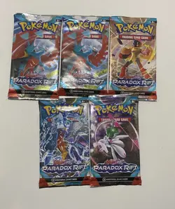 Pokemon TCG Scarlet & Violet Paradox Rift Lot Of 5 Packs 10 Cards Each Pack - Image 1