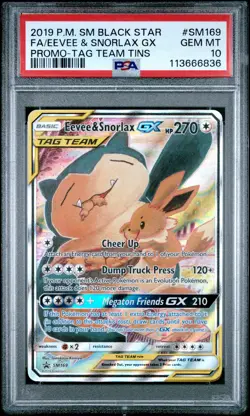 2019 POKEMON SM BLACK STAR PROMO #SM169 FULL ART/EEVEE & SNORLAX GX PSA 10 - Image 1