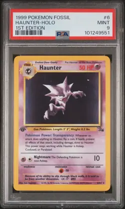 1999 POKEMON FOSSIL 1ST EDITION #6 HAUNTER-HOLO PSA 9 - Image 1